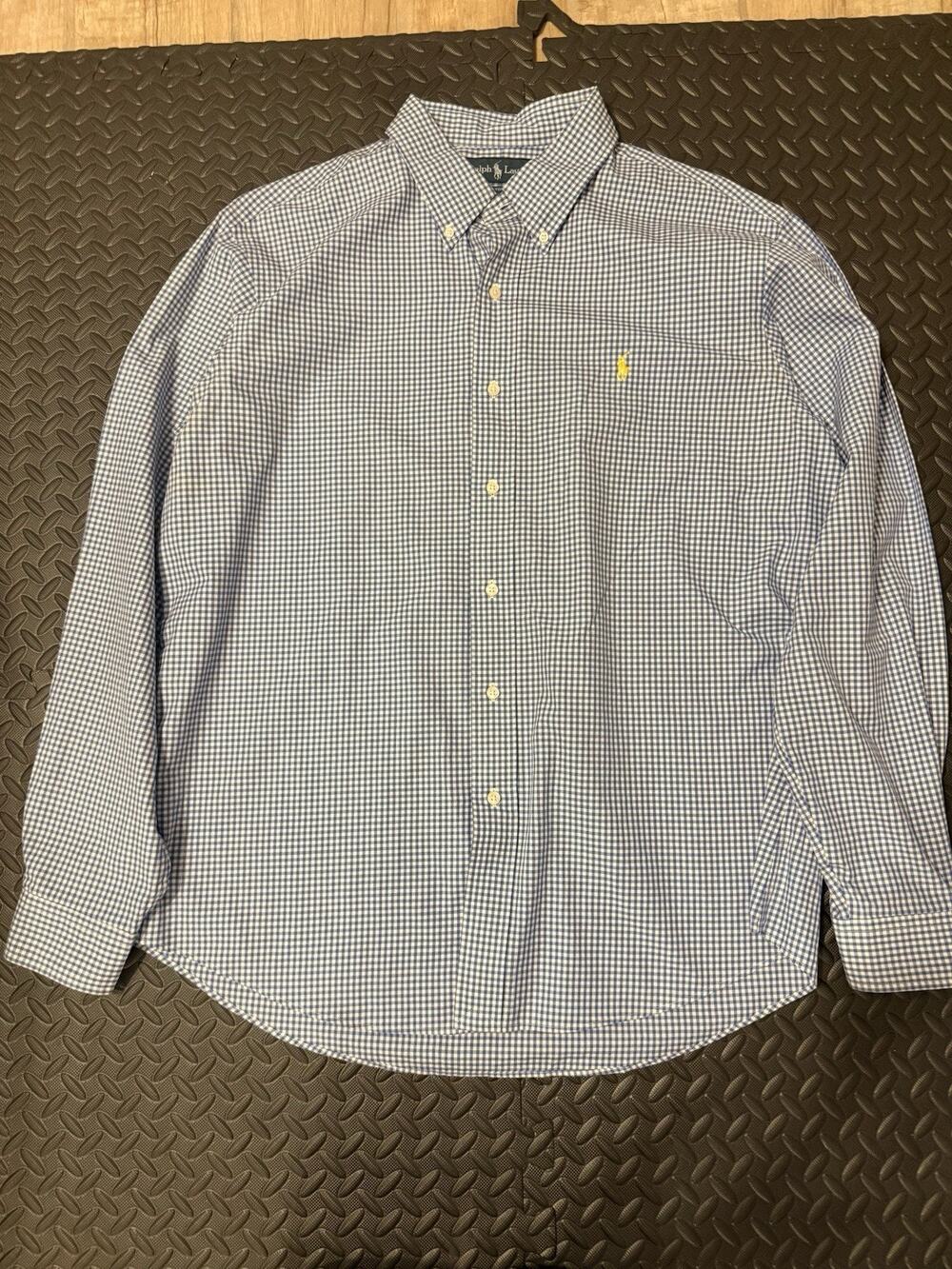 Ralph Lauren Custom Fit Men's Long Sleeve Button up XL Blue/white